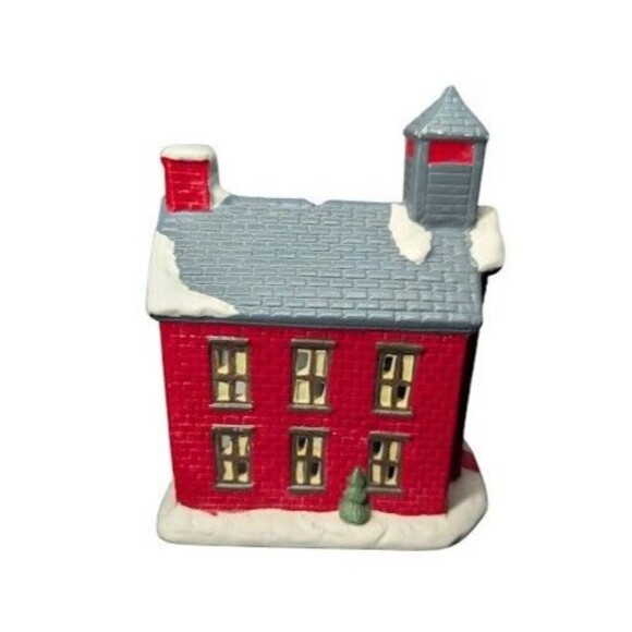 Vintage Winter Village Collectibles Porcelain Schoolhouse Tealight Candle Holder - Picture 3 of 6